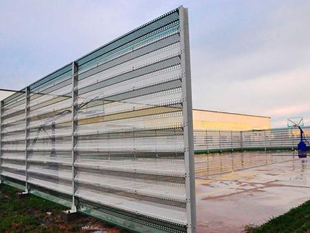 Wind fence for sport court and tennis windscreen in a factory